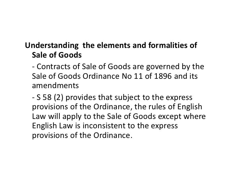 sale of goods ordinance refund sale of goods act